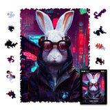 Cyber Rabbit wooden animal puzzle — front view with vivid artwork