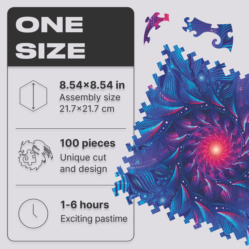 Depth of Field wooden brain teaser puzzle — close-up of HDF wooden puzzle pieces