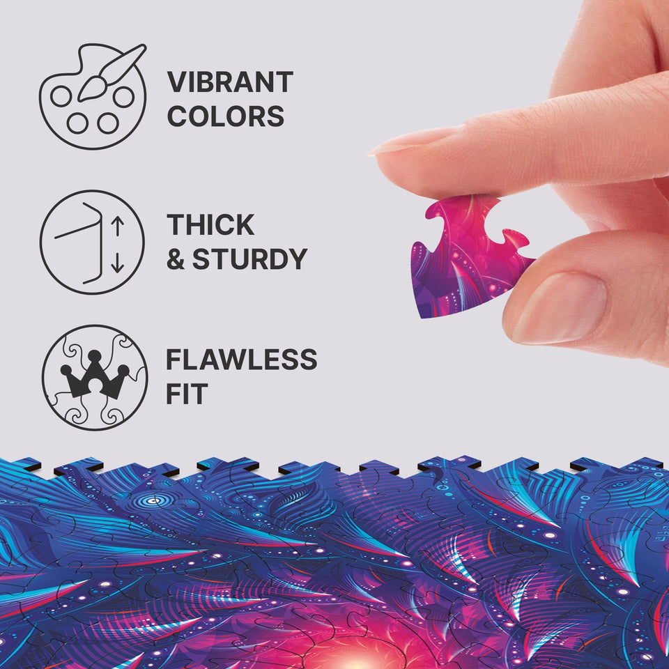 Depth of Field wooden brain teaser puzzle — designer gift box and packaging