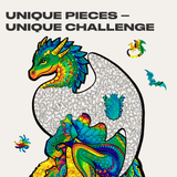 Guarding Dragon wooden animal puzzle — close-up of HDF wooden puzzle pieces