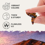 Enchanting Sunrise wooden puzzle — finished puzzle assembled on table