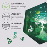 Endless Green wooden brain teaser puzzle — reverse side or hidden design