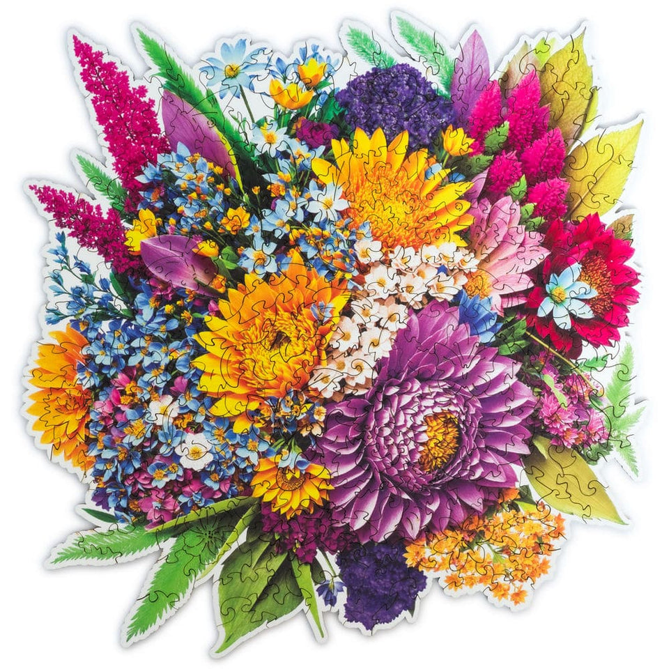 Blooming Bouquet wooden puzzle — front view with vivid artwork