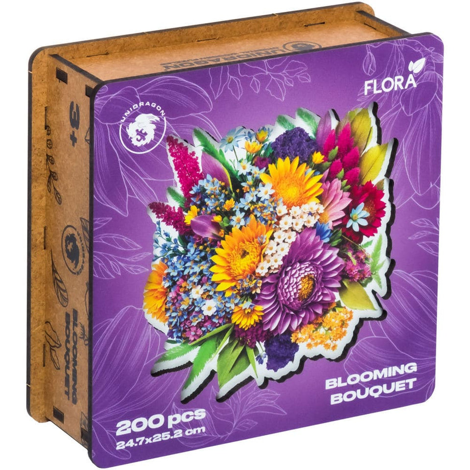 Blooming Bouquet wooden puzzle — size dimensions and comparison