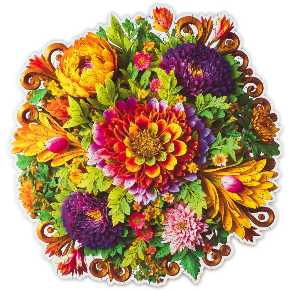 Charming Bouquet wooden puzzle — front view with vivid artwork