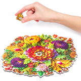 Charming Bouquet wooden puzzle — puzzle pieces showing unique laser-cut shapes