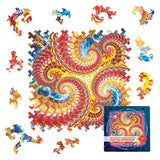 Fractal Immersion wooden brain teaser puzzle — front view with vivid artwork