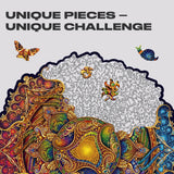 Mandala Inexhaustible Abundance mandala wooden puzzle — hand holding wooden puzzle piece detail