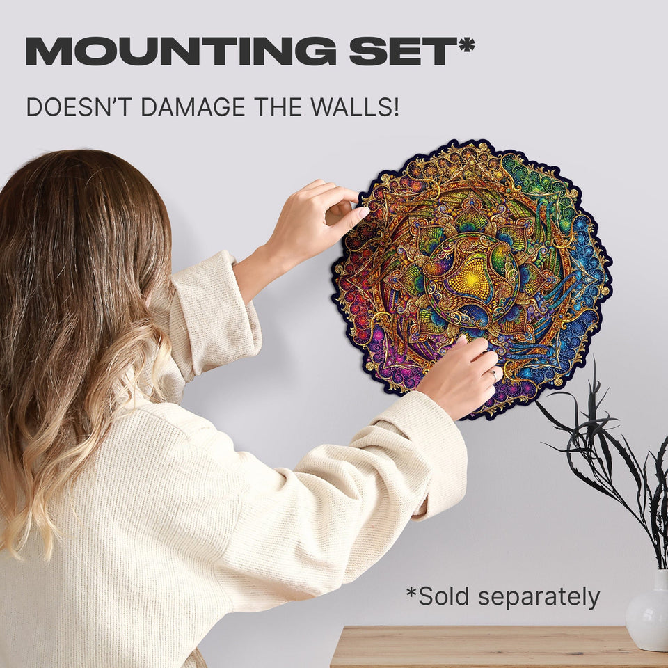 Mandala Inexhaustible Abundance mandala wooden puzzle — designer gift box and packaging