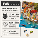 WOOSAIC Italian Riviera Limited Edition wooden travel puzzle — finished puzzle assembled on table