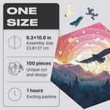 King Bird wooden brain teaser puzzle — close-up of HDF wooden puzzle pieces