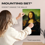 Mona Lisa wooden art puzzle — hand holding wooden puzzle piece detail