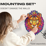 Mysterious Lion wooden jigsaw puzzle for adults with animal-shaped pieces — gift box and packaging