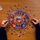 Mandala Space Dreams mandala wooden puzzle — premium HDF laser-cut puzzle close-up