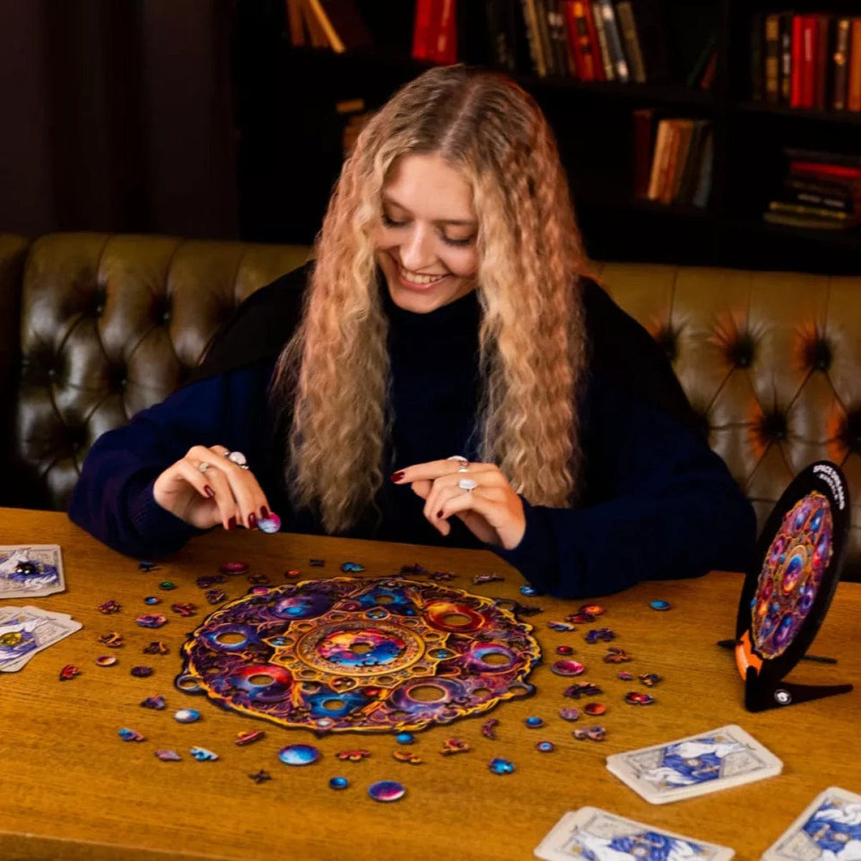 Mandala Space Dreams mandala wooden puzzle — size dimensions and comparison