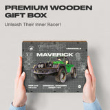 Maverick Green Puzzle wooden puzzle — hand holding wooden puzzle piece detail