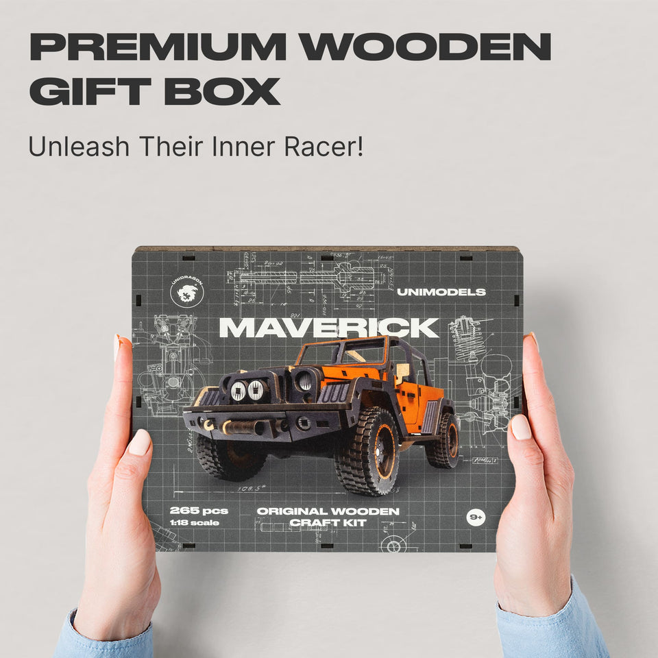 Maverick Orange Puzzle wooden puzzle — hand holding wooden puzzle piece detail
