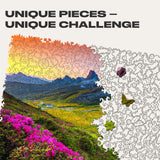 Mountain wooden travel puzzle — close-up of HDF wooden puzzle pieces