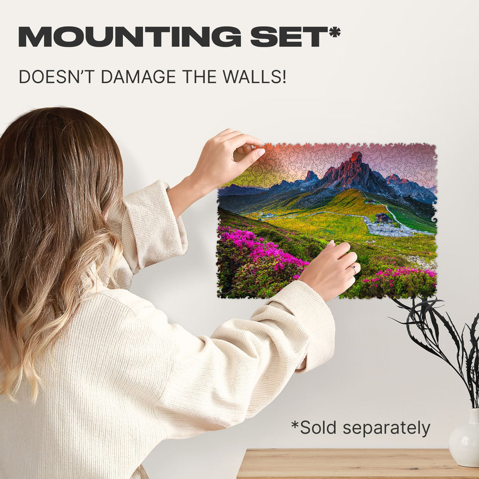 Mountain wooden travel puzzle — designer gift box and packaging
