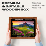Mountain wooden travel puzzle — puzzle pieces showing laser-cut shapes
