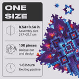 Neon Geometry wooden brain teaser puzzle — close-up of HDF wooden puzzle pieces