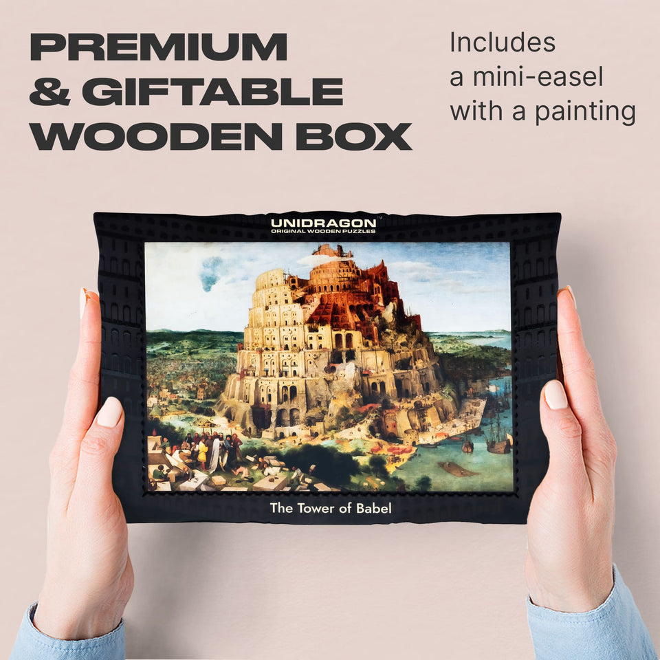 Tower of Babel wooden art puzzle — reverse side hidden design