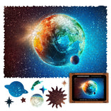 Planet Earth wooden map puzzle — front view with vivid artwork