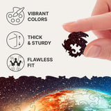 Planet Earth wooden map puzzle — finished puzzle assembled on table