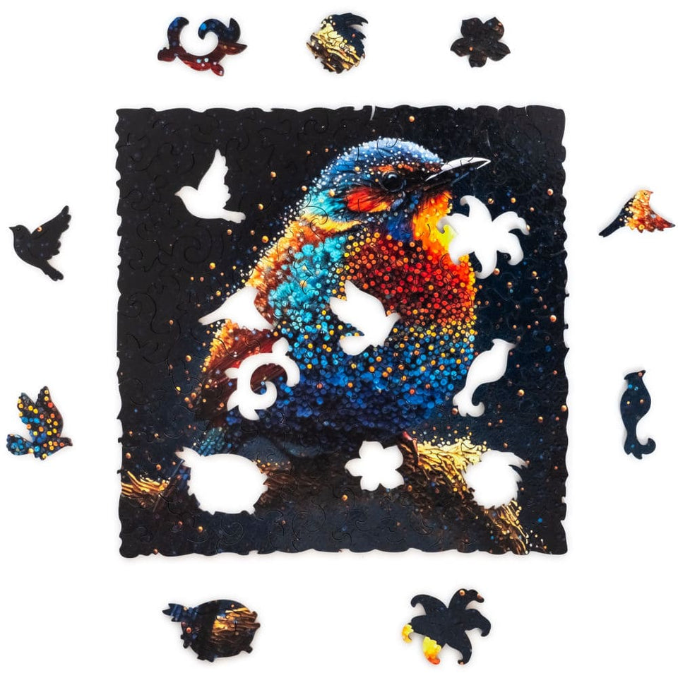 Birdy Jigsaw Puzzle wooden puzzle — finished puzzle assembled on table