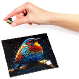 Birdy Jigsaw Puzzle wooden puzzle — hand holding wooden puzzle piece detail