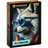 Raccoon Bandit wooden art puzzle — hand holding wooden puzzle piece detail