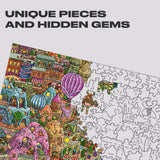 Quezzle Amazing Cappadocia — wooden puzzle pieces and game board layout