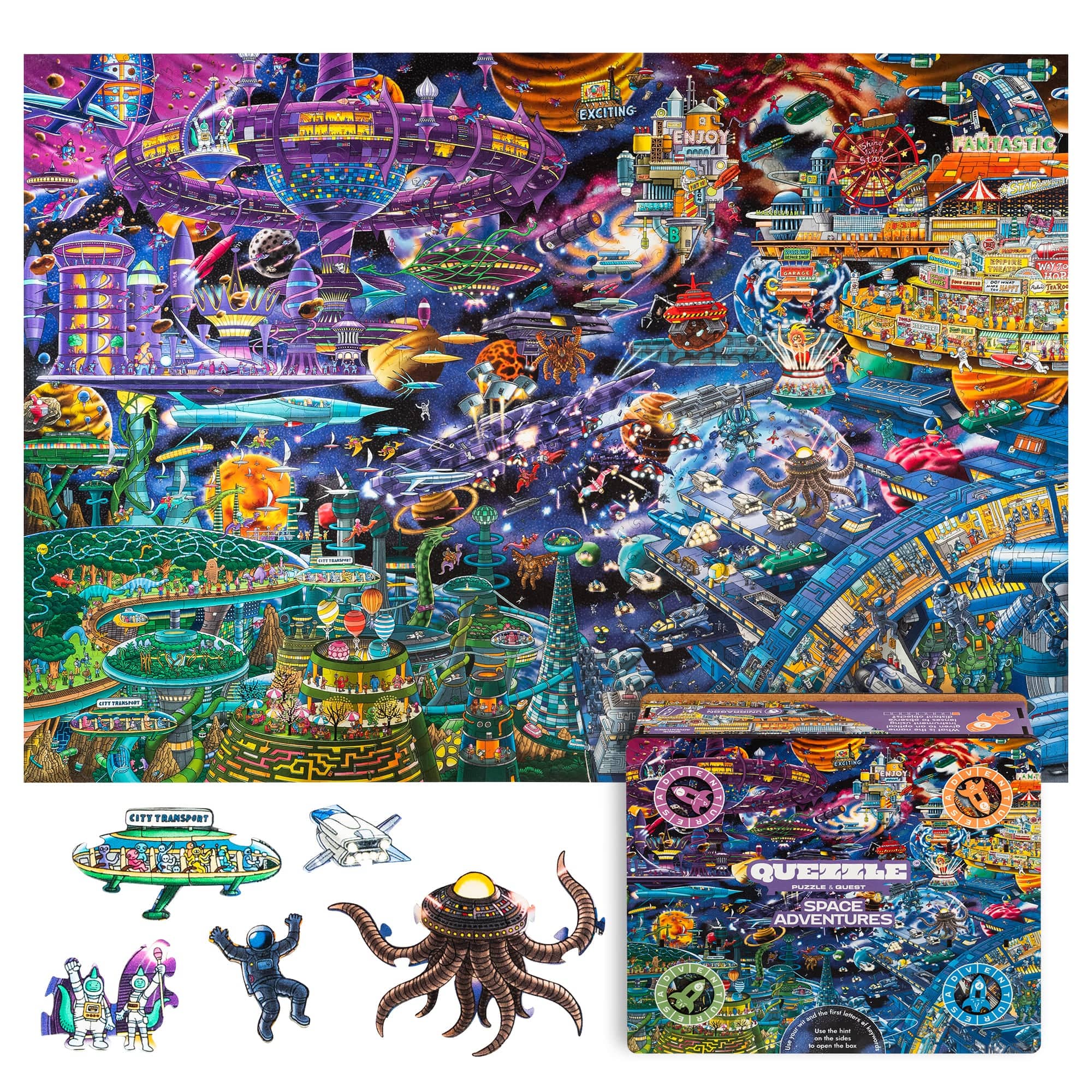 Quezzle Space Adventures Wooden Space Puzzle for Adults