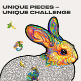 Precious Rabbit wooden puzzle — close-up of HDF wooden puzzle pieces
