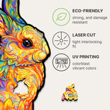 Precious Rabbit wooden puzzle — hand holding wooden puzzle piece detail
