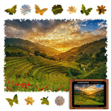 Rice Fields wooden travel puzzle — front view with vivid artwork