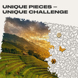 Rice Fields wooden travel puzzle — close-up of HDF wooden puzzle pieces