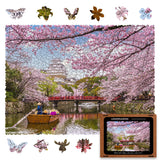 Sakura wooden travel puzzle — front view with vivid artwork