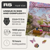 WOOSAIC Sakura Limited Edition wooden travel puzzle — finished puzzle assembled on table