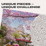 Sakura wooden travel puzzle — close-up of HDF wooden puzzle pieces