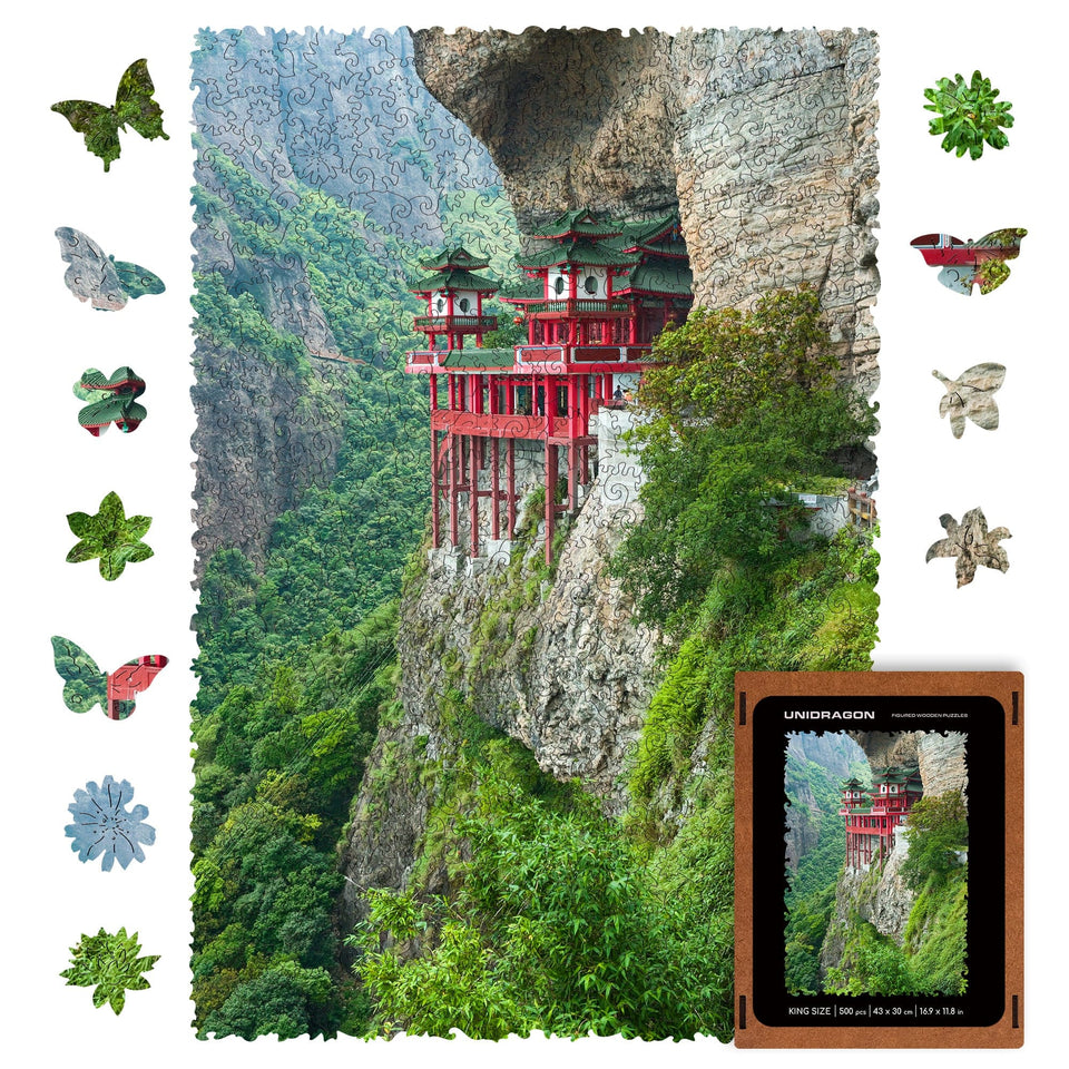 Soaring Temple wooden travel puzzle — front view with vivid artwork