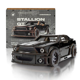 Stallion GT Black Puzzle wooden car puzzle — front view with vivid artwork