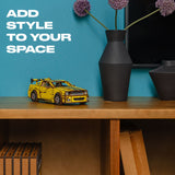 Stallion GT Yellow Puzzle wooden car puzzle — puzzle pieces showing laser-cut shapes
