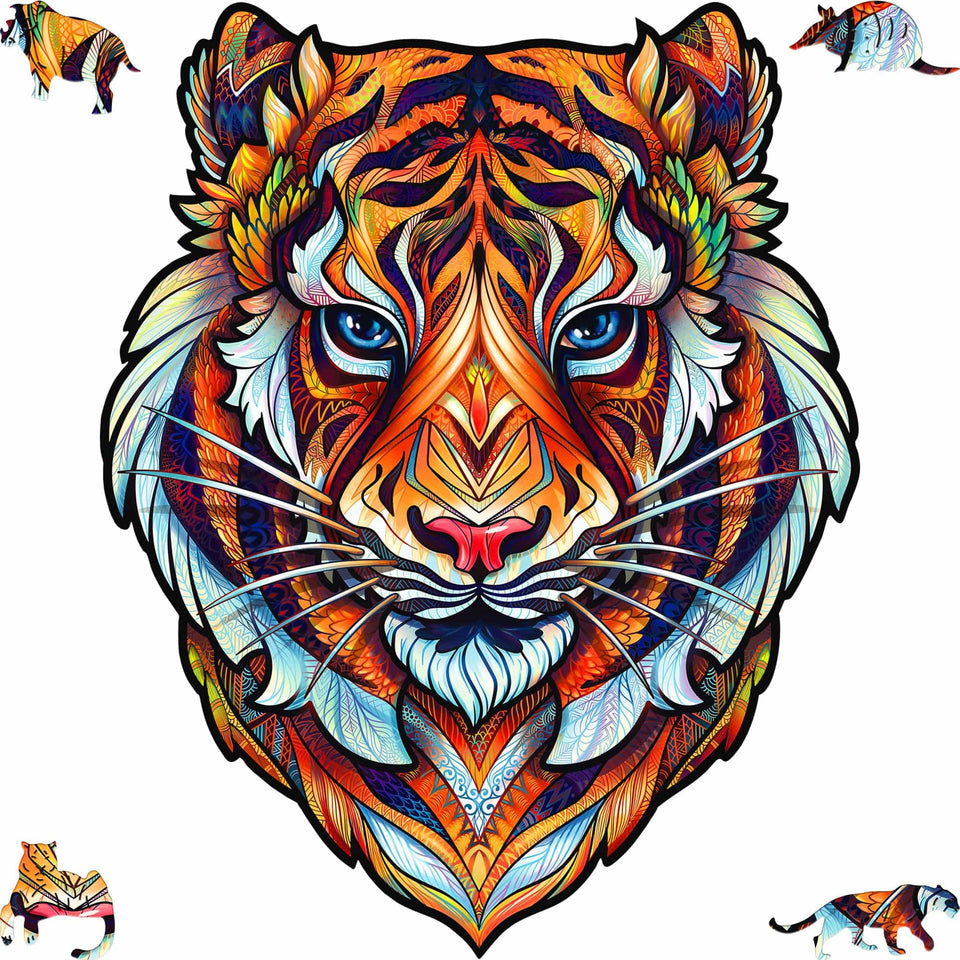 Lovely Tiger wooden puzzle — front view with vivid artwork