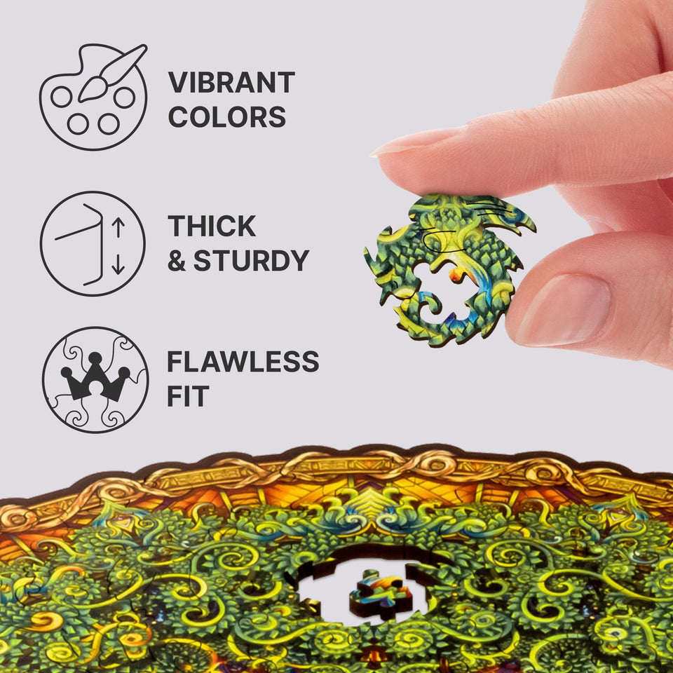 Mandala Tree of Life mandala wooden puzzle — finished puzzle assembled on table
