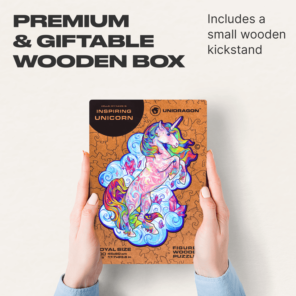 Inspiring Unicorn wooden animal puzzle — puzzle pieces showing unique laser-cut shapes
