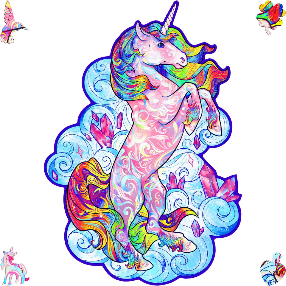 Inspiring Unicorn wooden animal puzzle — front view with vivid artwork