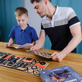 Maverick Orange Puzzle wooden puzzle — in use with hands assembling