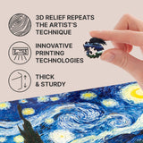Starry Night wooden art puzzle — puzzle pieces showing laser-cut shapes