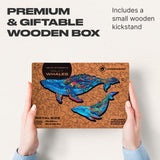 Milky Whales 2 in 1 wooden puzzle — puzzle pieces showing laser-cut shapes
